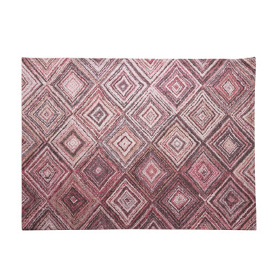 Woven Cotton Blend Diamond Print Rug