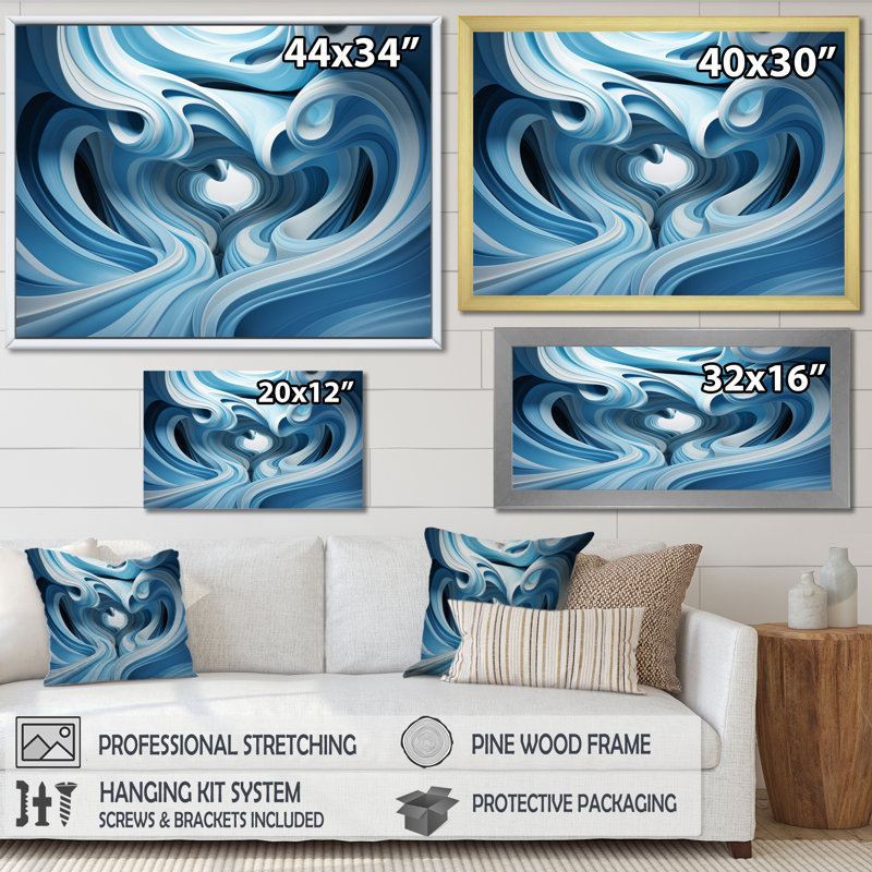 " Op Blue Focus II ", 16" H x 32" W x 1" D, Wrapped Canvas