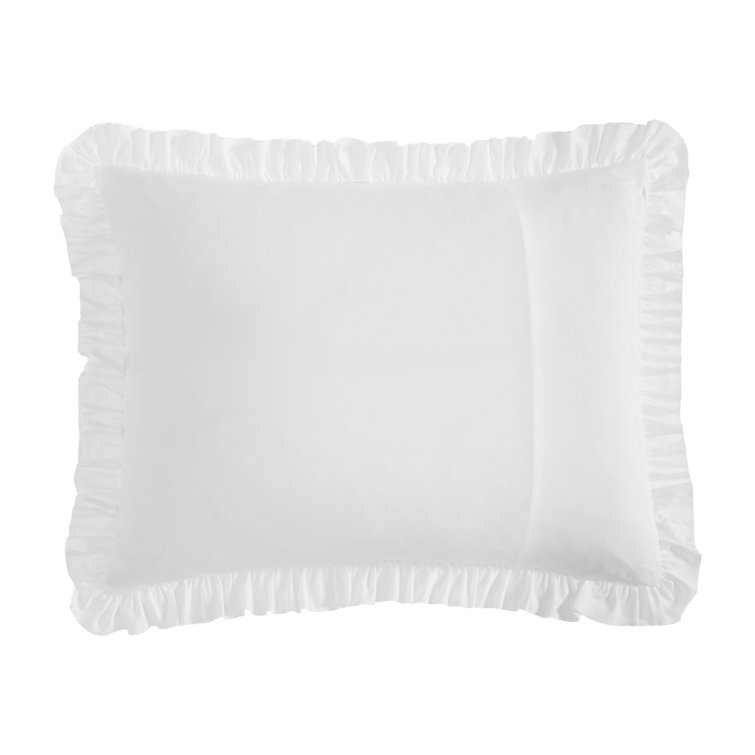Eyelet Ruffle Microfiber White Comforter Set