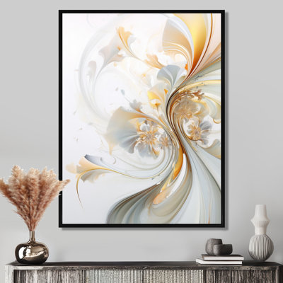Whirling River Dynamics Gold And White III - Abstract Spirals Wall Art Decor