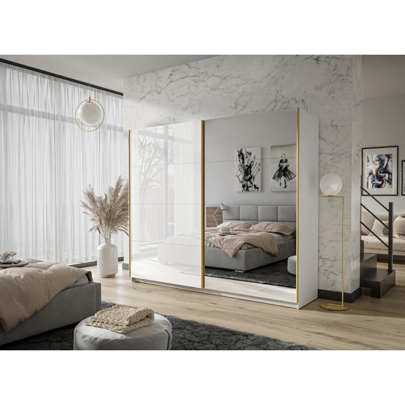 Akshath 2 Door Manufactured Wood Wardrobe, White, 215cm H x 194cm W x 62cm D