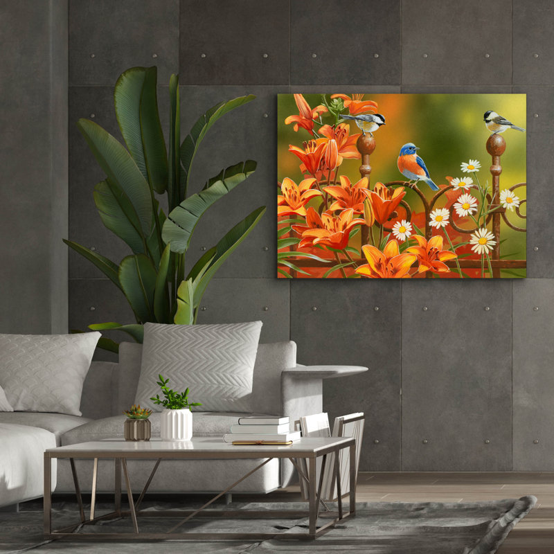 «Rusty Fence and Lilies» par William Vanderdasson, H 40 po x l 54 po x P 1,5 po