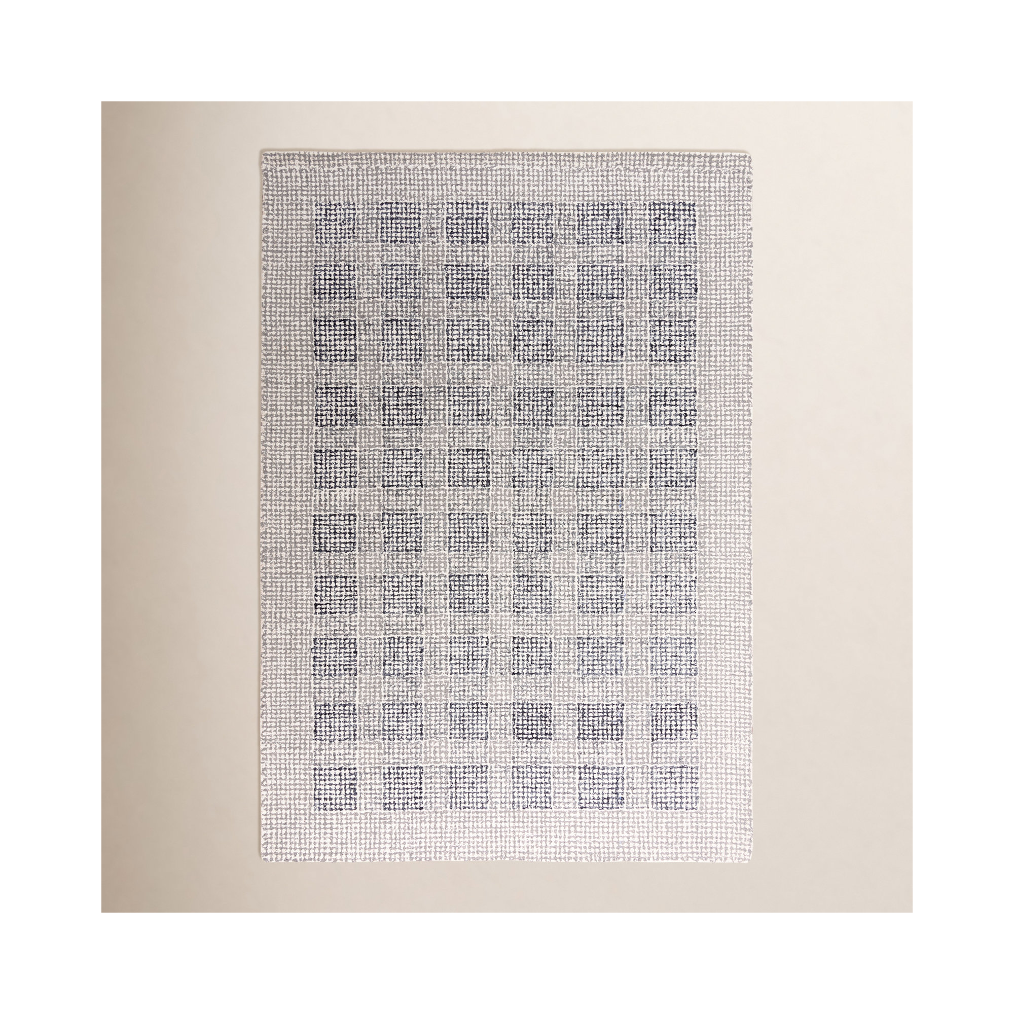 Airica Handmade Wool Blue Rug, 7'6" x 9'6"