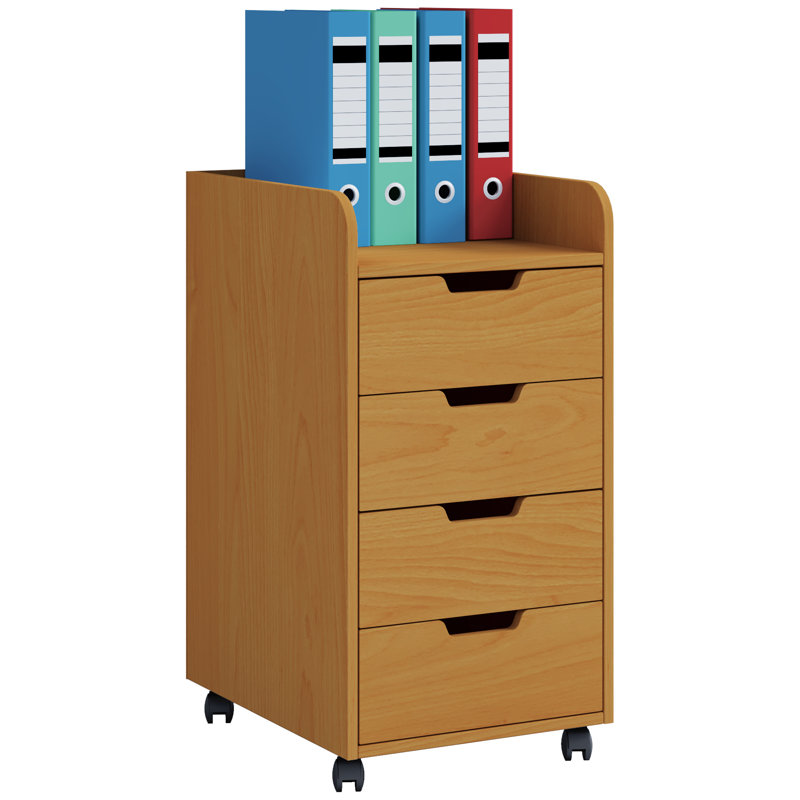 Fordham 40cm Wide 4 -Drawer Mobile Solid Wood File Cabinet, Light brown