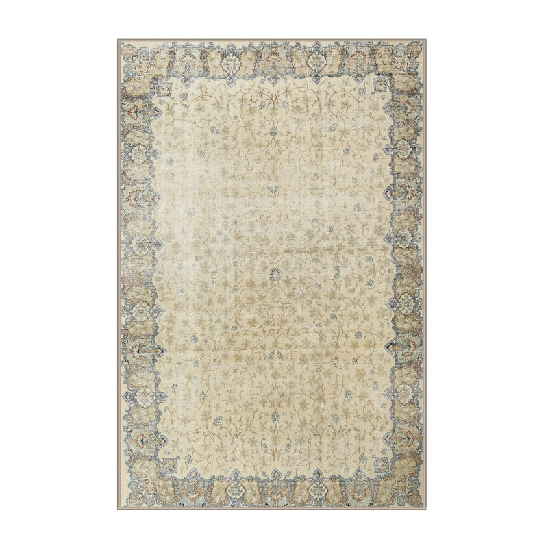 Tapis oriental beige / gris en laine, Rectangle 8 pi x 10 pi