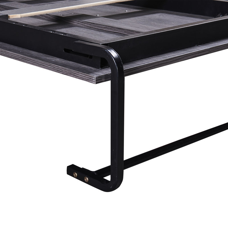 Lit avec garde-robe et tiroir - gris, se plie dans l'armoire pour optimiser l'espace, Lit double