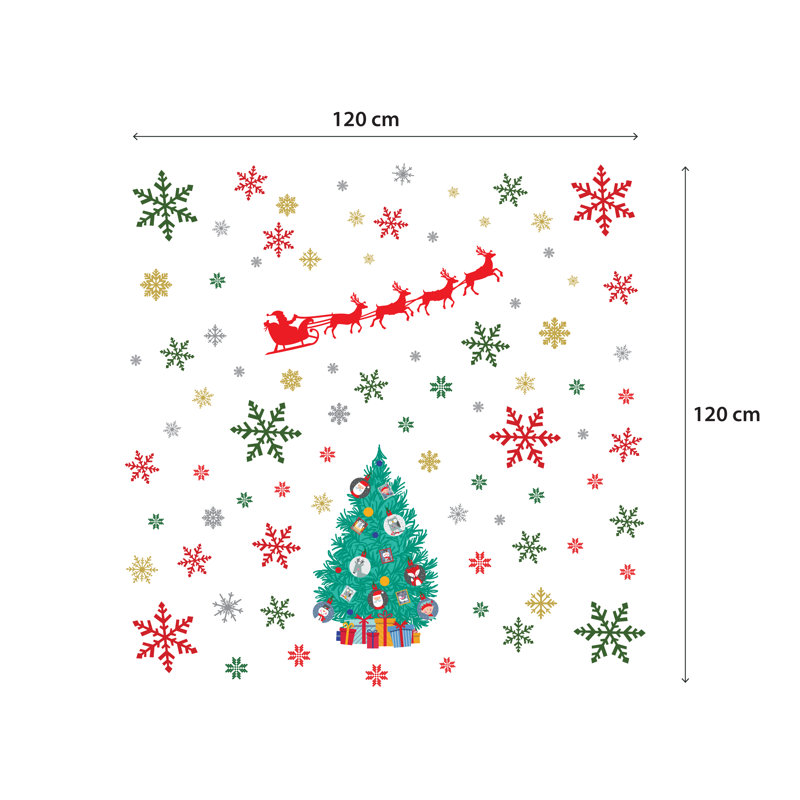 Adhésif décoratif père noël "flocons de noël" et sapin de noël