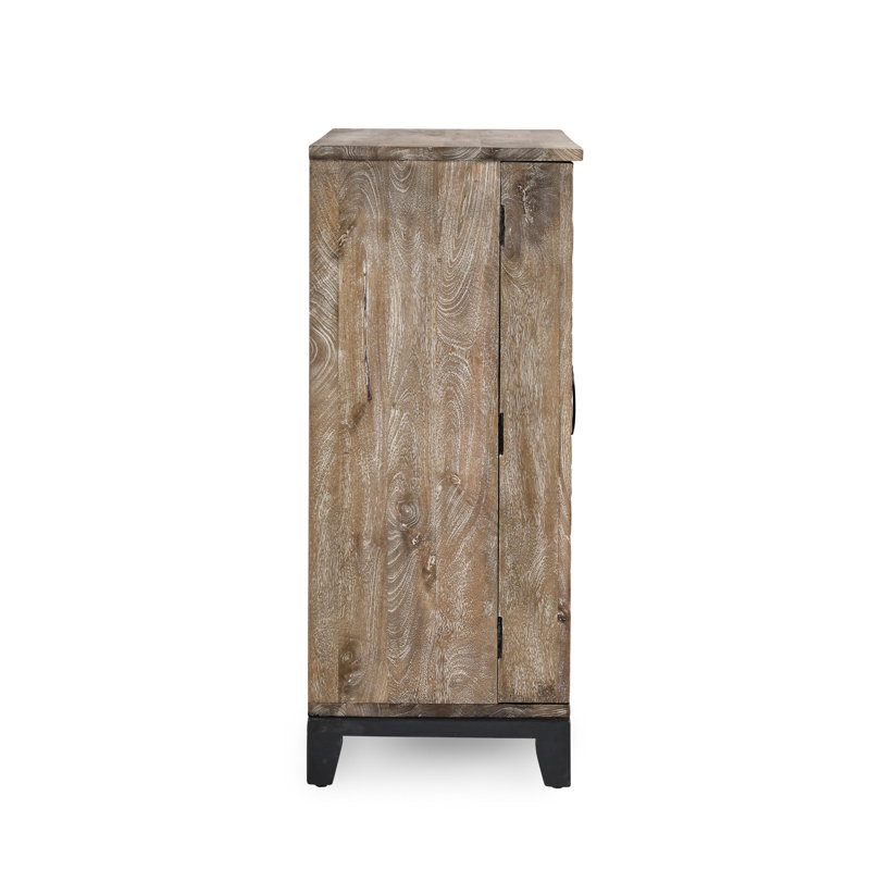 Viva Solid Wood Bar, Iron/Beige/Black