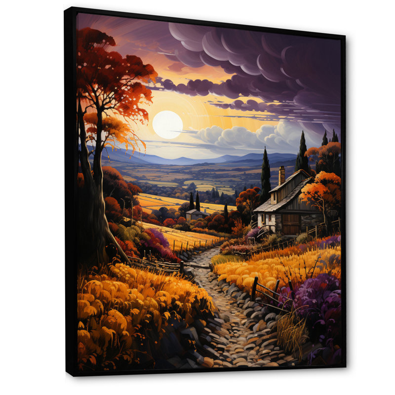 «Liliahna Countryside Bounteasant Vineyard», reproduction d'art sur toile, H 44 po x l 34 po x P 1,5 po, Cadre flottant noir