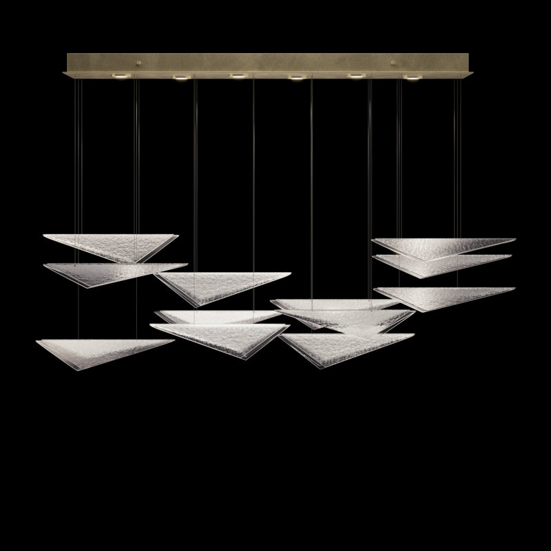 Luminaire suspendu Volo, Ambre martelé, Argent argent, 6 lumières