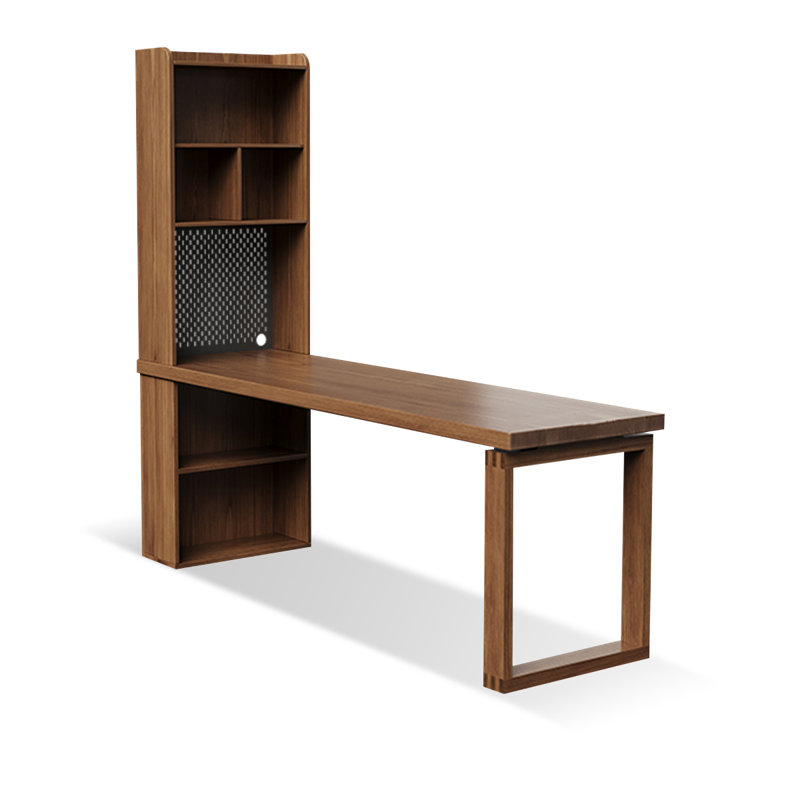 Bois massif brun noisette rectangulaire avec bureau, H 29,53 po x l 62,99 po x P 23,62 po