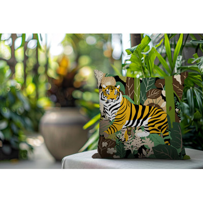 Oreiller carré réversible intérieur / extérieur Kyo Tiger
