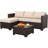 Wicker Patio Furniture Patio Couch 3 Pieces Outdoor Sectional With Ottoman And Outdoor Glass Table Weathering Anti-slip Cushions Furniture Covers, Khaki-1820815426-1820815424