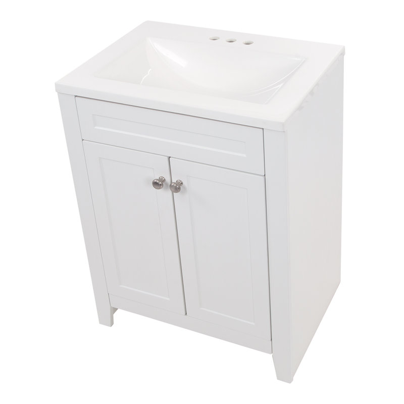 White 25" Single Bathroom Vanity with Cultured Marble Top