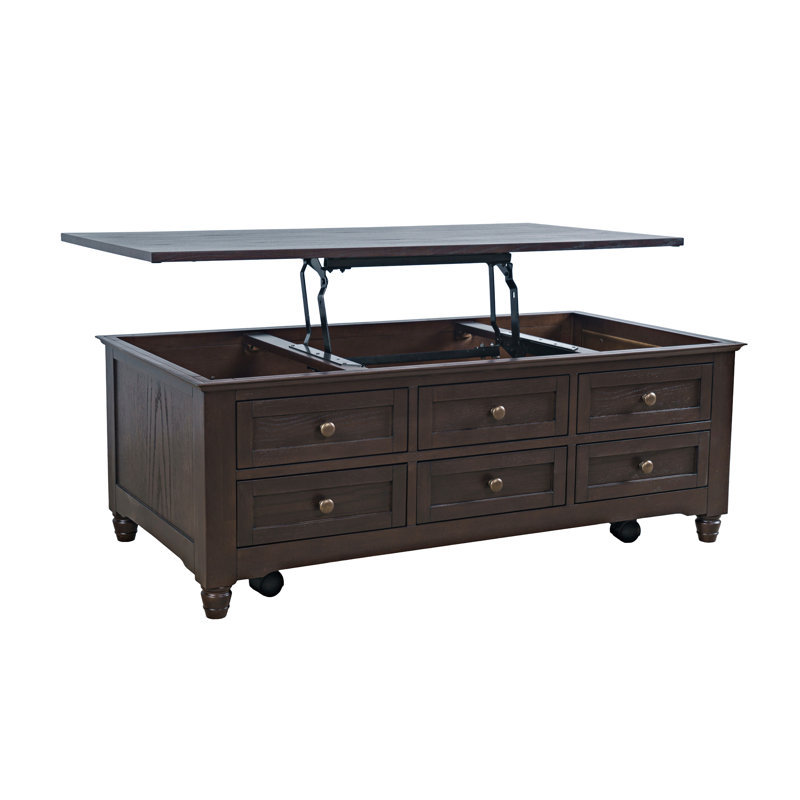 Table basse à plateau relevable moderne avec rangement Brentwood - brun foncé, Bois brun foncé