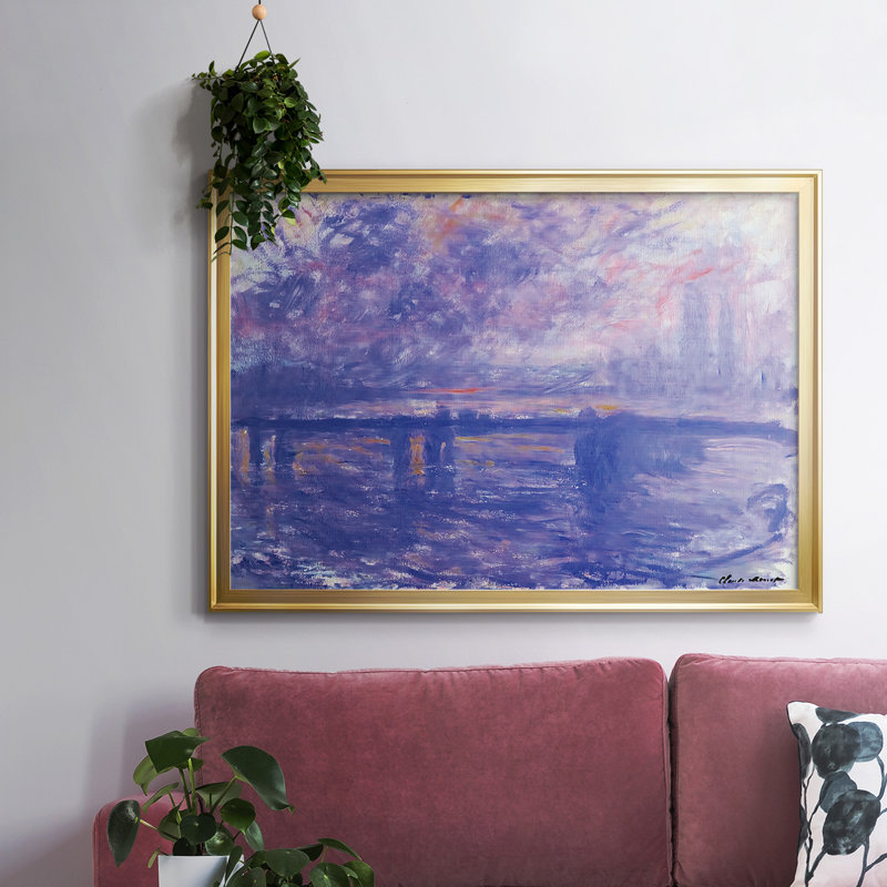 " Charing Cross Bridge, 1899 ", 30" H x 44" W x 1.5" D, Silver