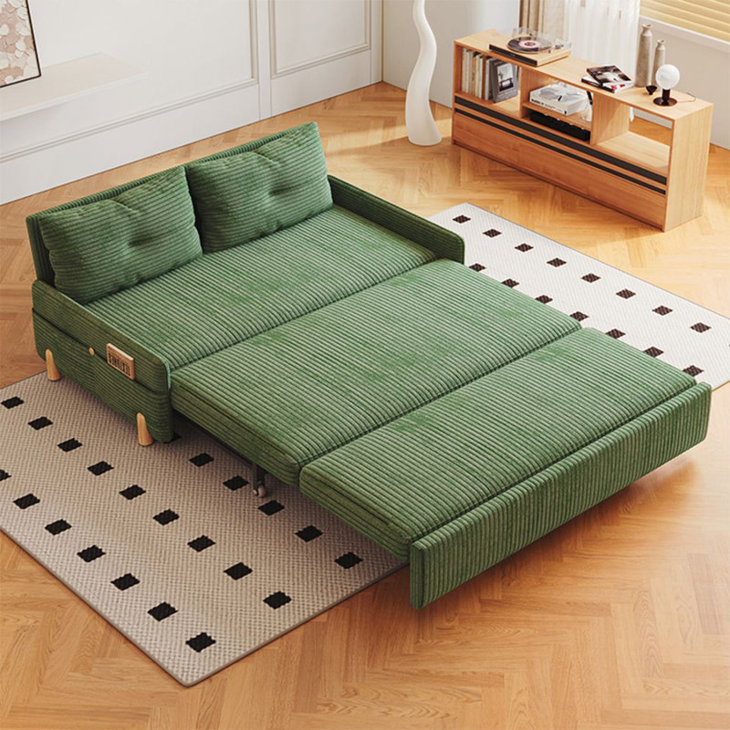 Canapé-lit en velours côtelé vert olive, 75.98"W*31.5"D*31.5"H