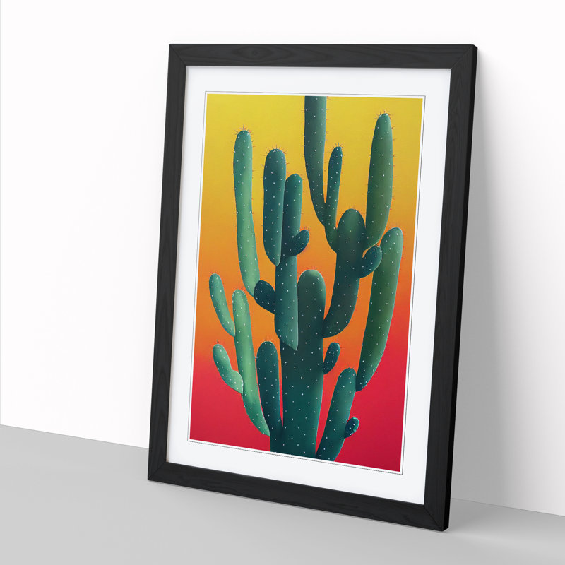Colourful Cactus Cacti Vol.1 - Single Picture Frame Print, Black Framed, 64cm H x 46cm W