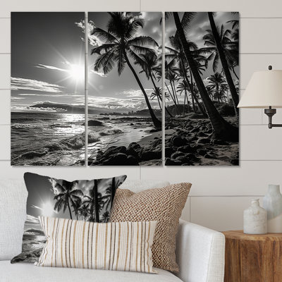 Hawaii Balck et ombres blanches d'Aloha II sur toile, 3 pièces
