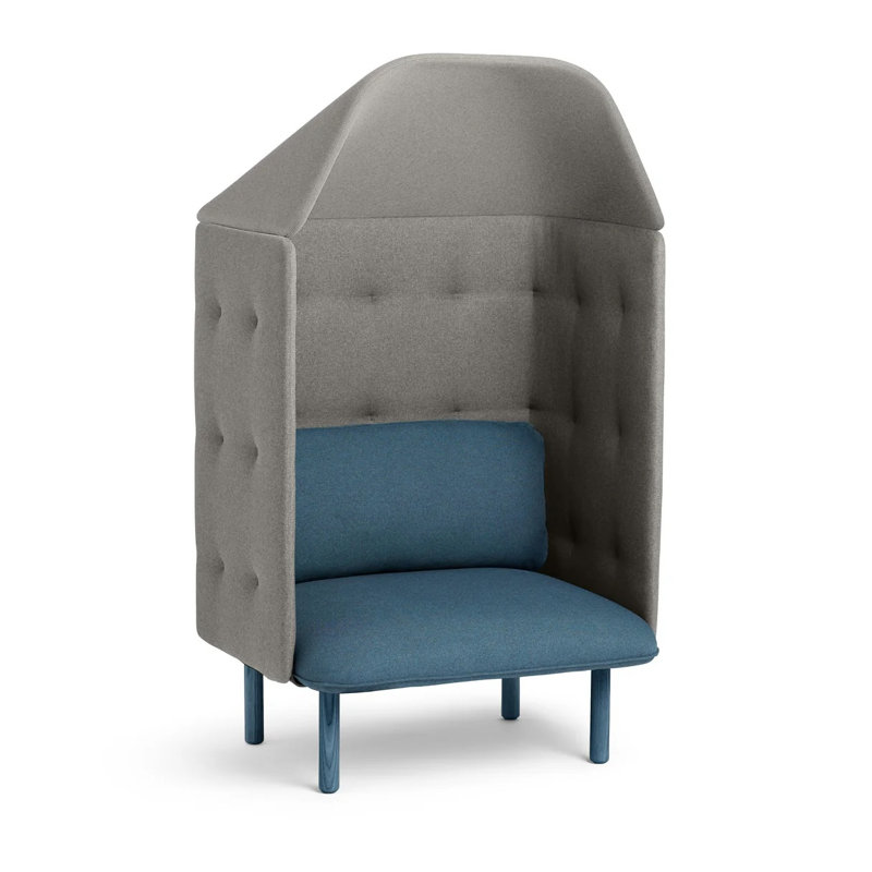 Chaise de réception avec auvent QT, Bleu foncé / tissage uni gris / mousseline