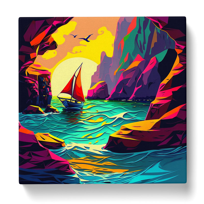 Seascape Fauvism - Wrapped Canvas - Framed Print, 50cm H x 50cm W x 3cm D