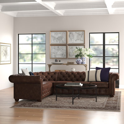 Canapé modulaire d'angle symétrique en similicuir de 117 po de largeur Huskins