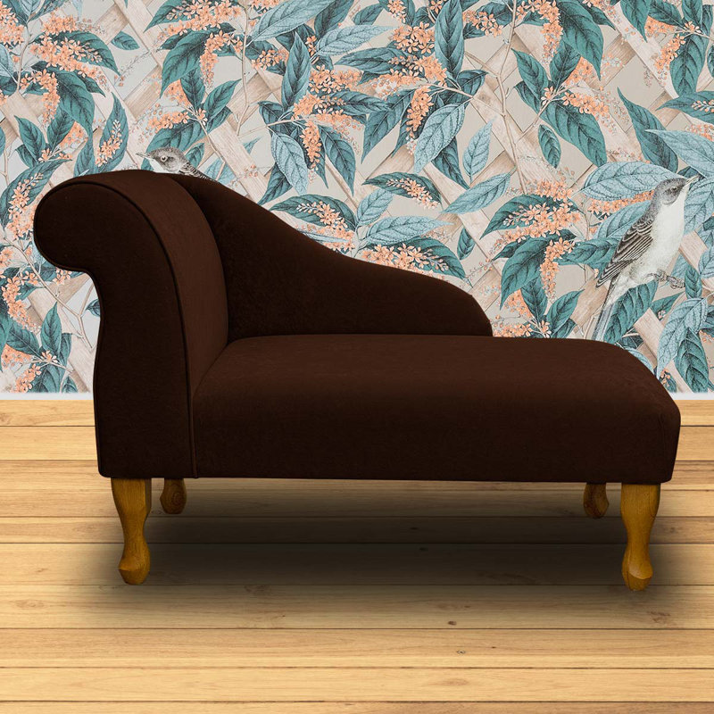 Velvet Chaise Lounge, Dark Brown