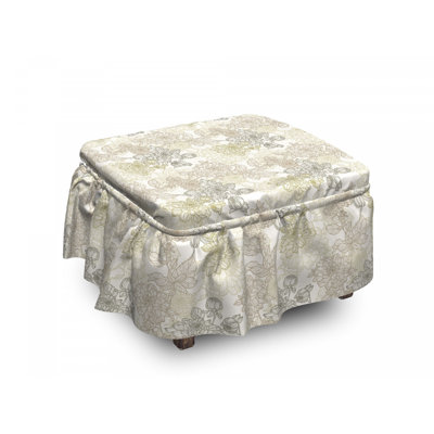 Ensemble de housse pour repose-pieds à coussin de boîte 2 pièces rétro chrysanthemum motifs