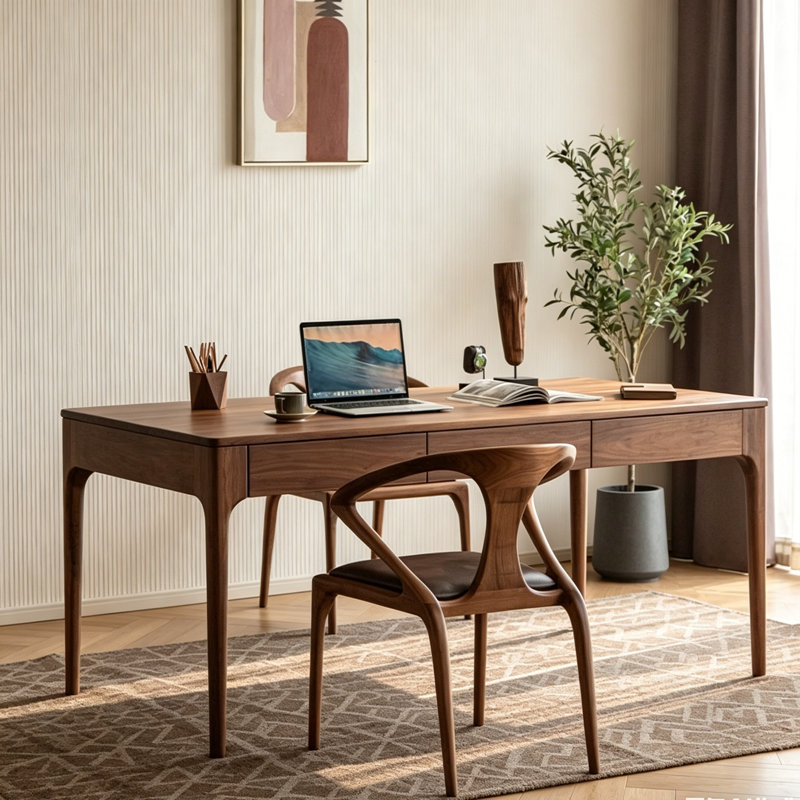 Retro rectangular desk, 30.71" H x55.12" W x 23.62" D