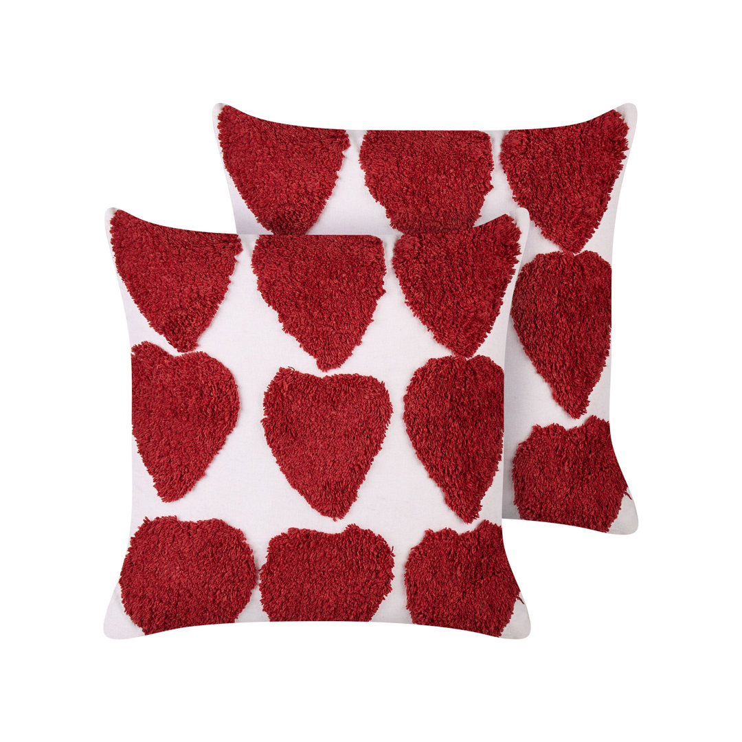 2er Set Kissen Tufted Baumwolle Rot Riet 45 x 45 cm