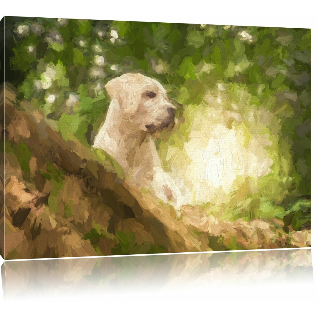 Leinwandbild "Labradorwelpe im Wald", Grafikdruck