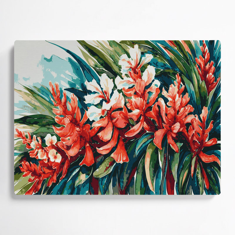Hawaiian Ginger Flowers Grey Metal Wall Art, 11" H x 14" W