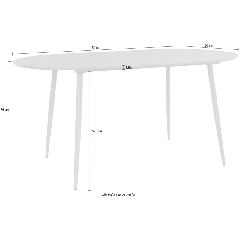 Oakpark Oval Metal Base Dining Table, Black, Black