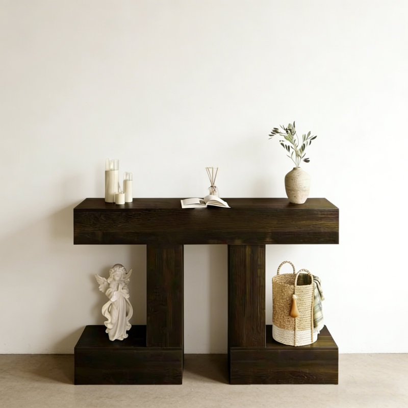 Console Retro Minimalist Art, H 31,5 po x l 47,24 po x P 11,81 po, Marron foncé