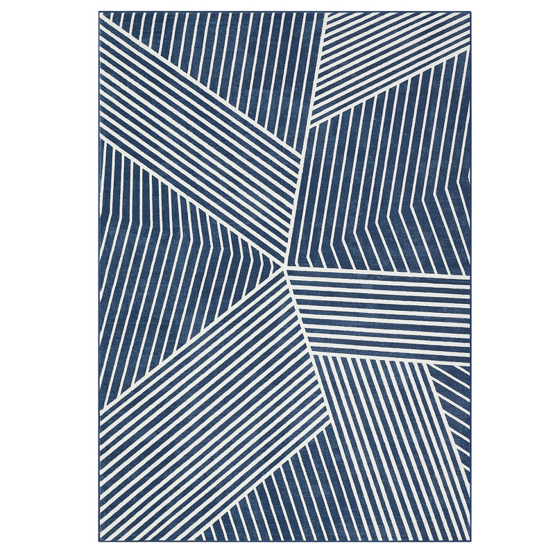 Washable Modern Hallway Non Slip Entryway Rug,Soft Non Shedding Carpet,Abstract Printed Mat for Kitchen, Blue