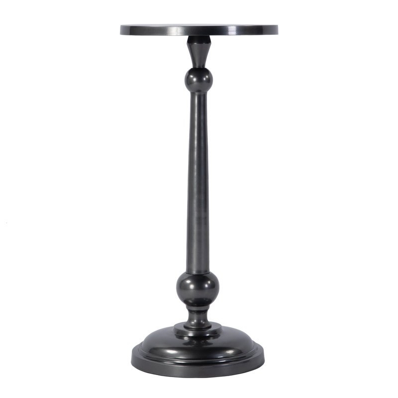  Sterling 10 po Table de bout à piédestal rond en métal, argent