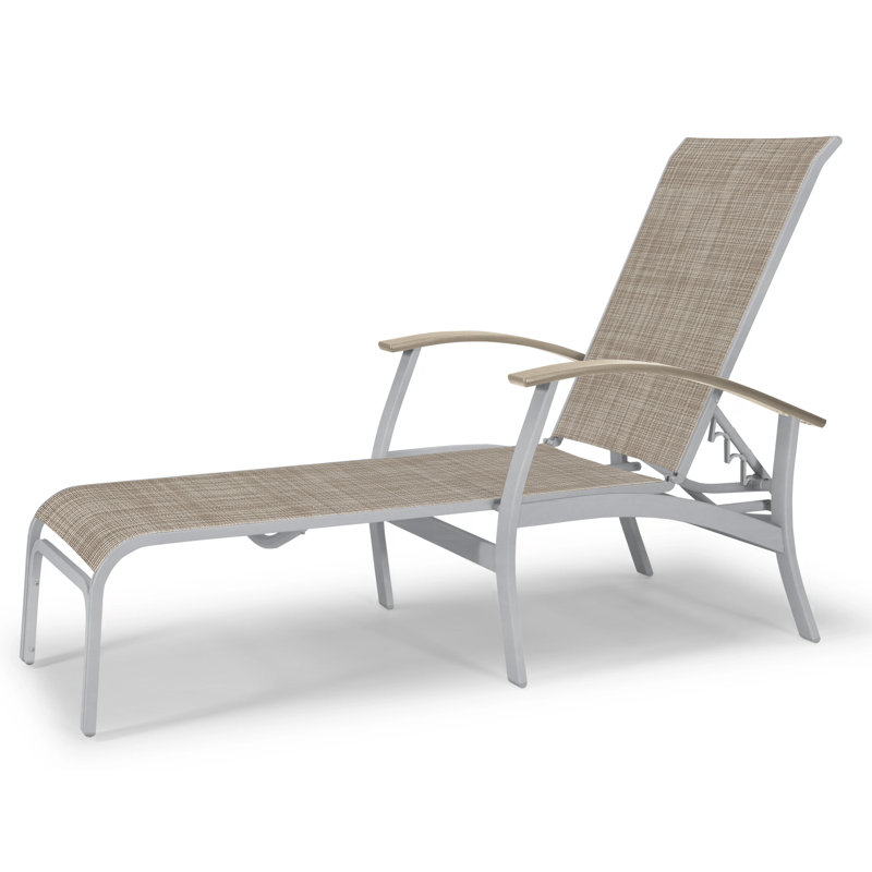 Askar Outdoor Rust-Resistant Metal Chaise Lounge, Desert P60, Textured Desert, Bristol Taupe Sunbrella®