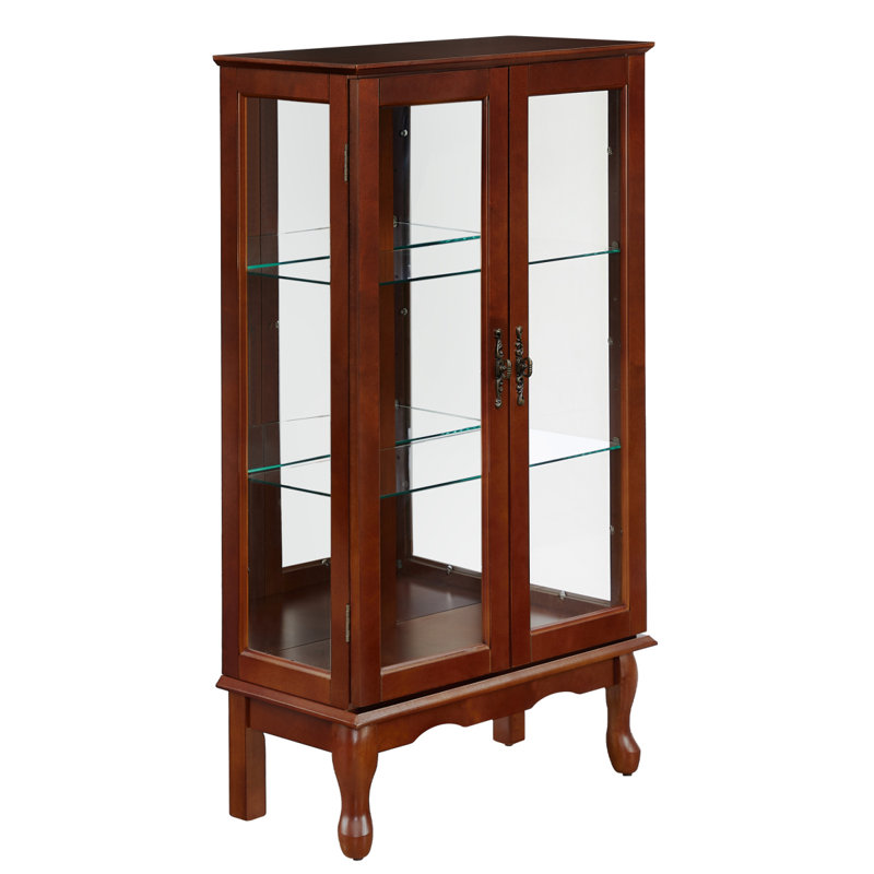 Curio Cabineted Curio Diapaly Cabinet With Adjustable Shelves And Mirrored Back Panel, Tempered Glass Doors (3 Tier), (E26 Bulb Not Included)