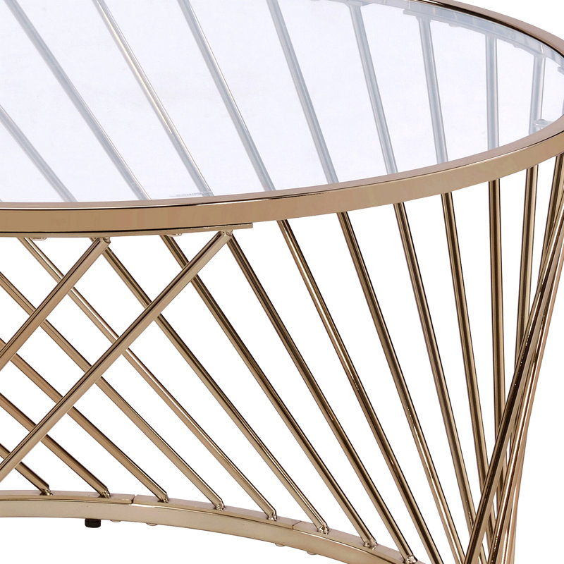 Table basse en verre transparent avec finition champagne Bluelipe
