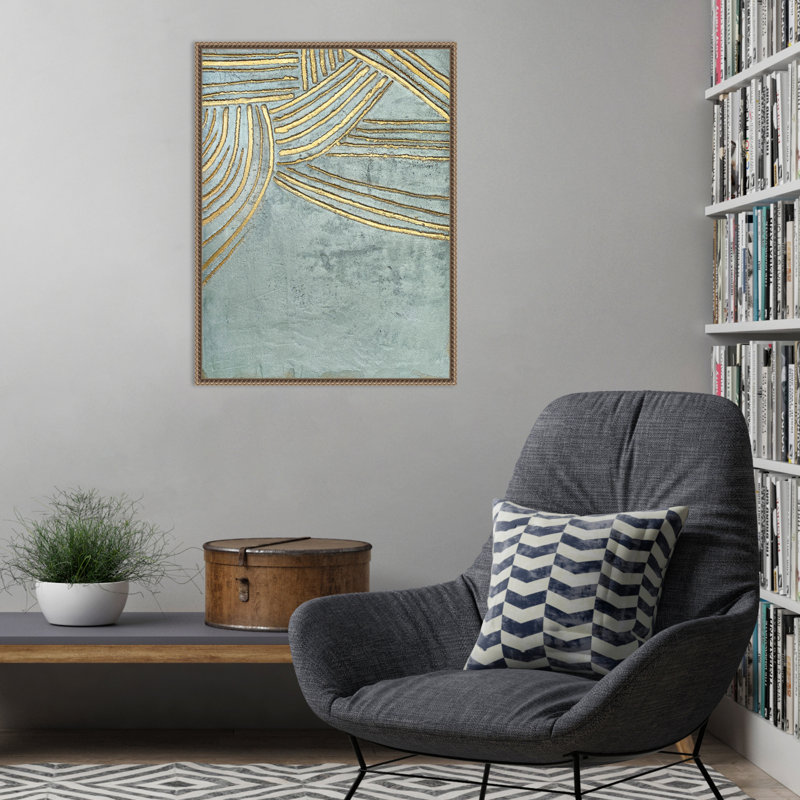 Soleil antique doré encadré sur toile par Alyson Storms, H 30 po x l 23 po x P 2 po