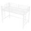 Lit mezzanine simple en métal blanc avec garde-corps, conception simple pour une utilisation efficace de l'espace dans les échelles doubles de la taille d'une chambre d'adolescent, structure en fer stable et fonctionnalité de rangement