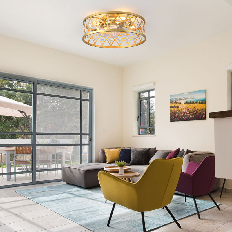 Modern 50cm Gold Reversible Caged Ceiling Fan with Light Kit and Remote Control