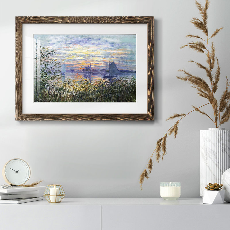 Coucher de soleil sur la seine, 1874 - reproduction d'un seul cadre photo, Noyer, H 18 po x l 26 po
