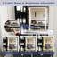 Petite coiffeuse moderne noire avec miroir DEL réglable à 3 couleurs, 3 tiroirs et tablettes ouvertes, support pour sèche-cheveux et prise électrique – Ensemble de toilette complet avec tabouret-972501048