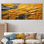 Vibrant solstice jaune moutarde - art mural abstrait pour le salon 5 pièces-1055104979
