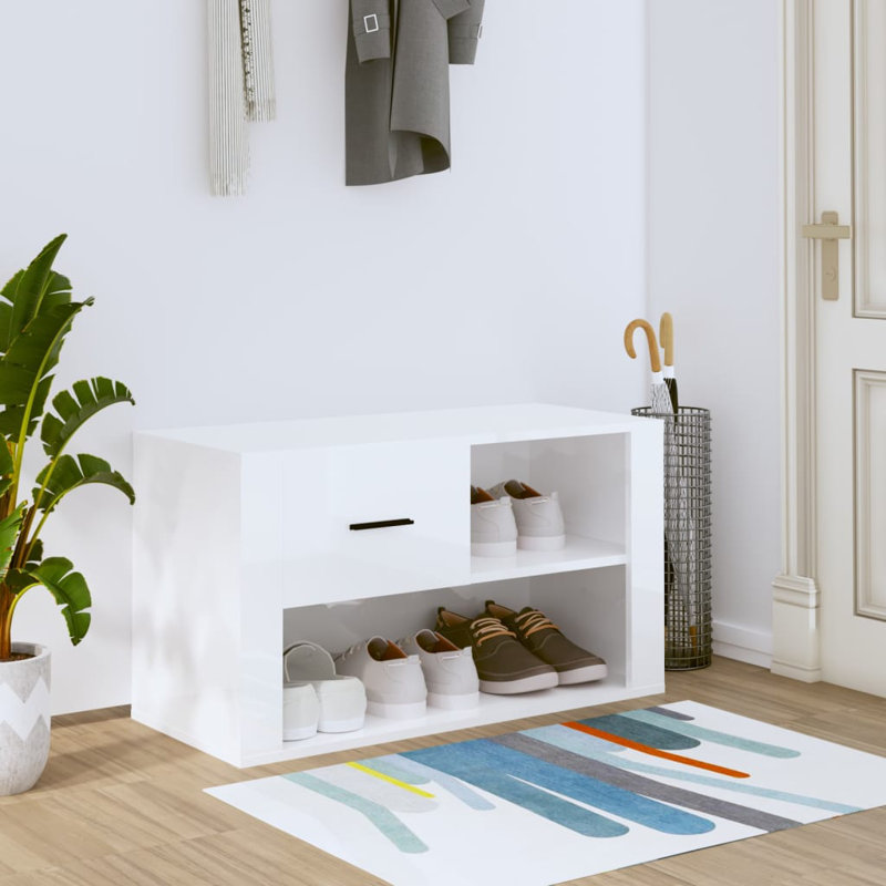4 Pair Shoe Rack, High Gloss White