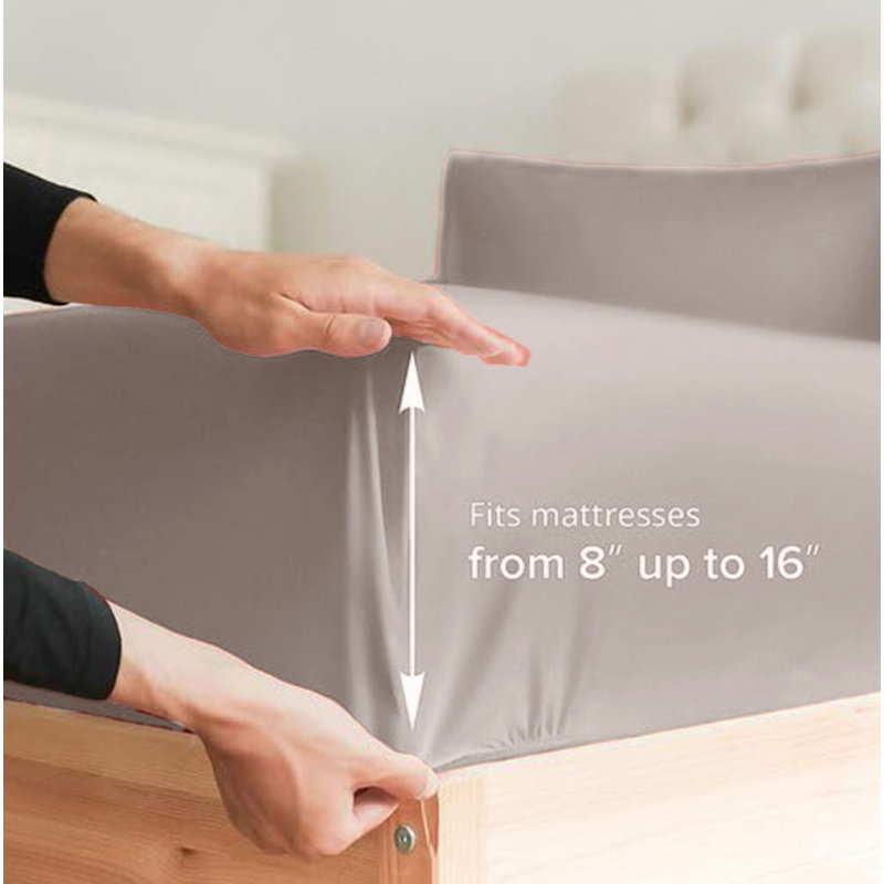  Ensemble de draps en rayonne de bambou 4 pièces Premium Luxury, Ensemble de draps pour lit simple avec deux taies , Crème