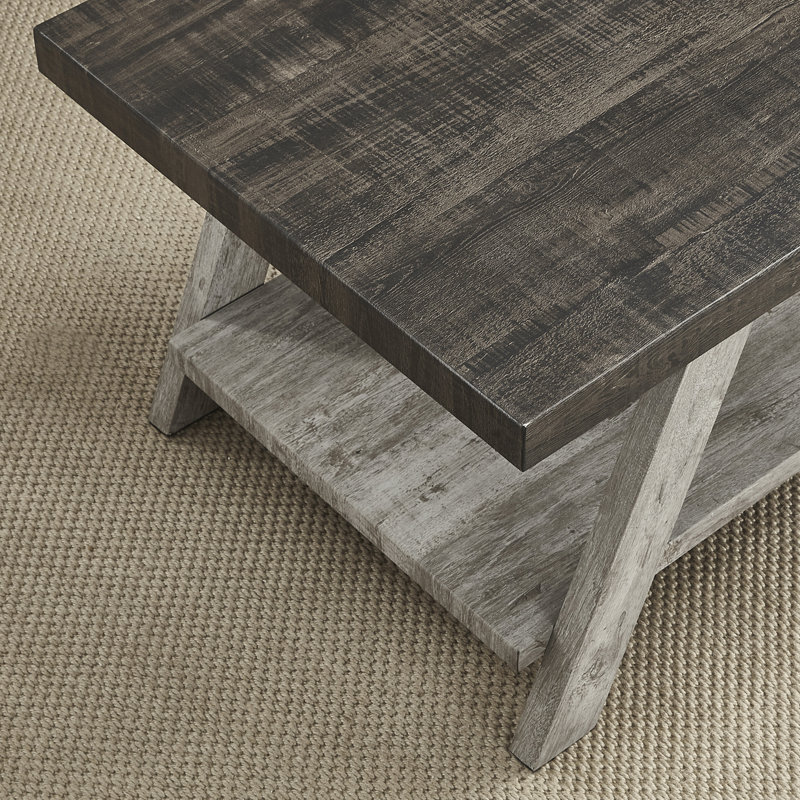 Two-Tone Wood Shelf End Table, Gray