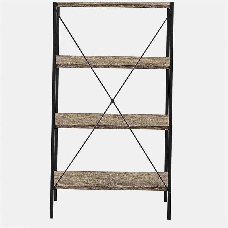 Modern Four-Shelf Bookshelf - Height 48 Inches, Taupe