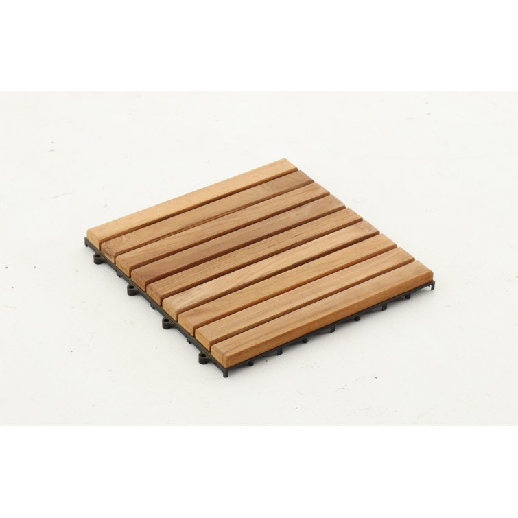 11.8" x 11.8" Teak Interlocking Deck Tile in Natural